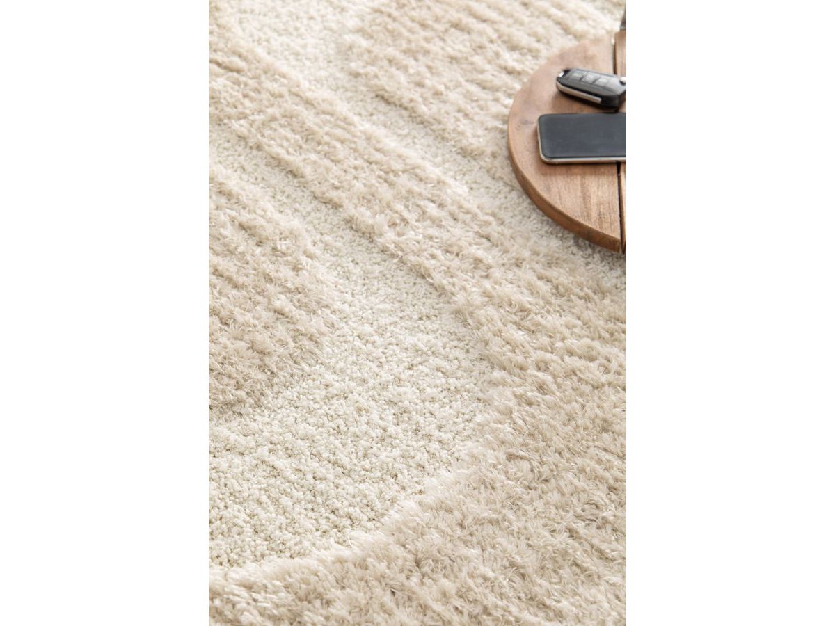 Tapis poils longs CALEB motif graphique - Beige