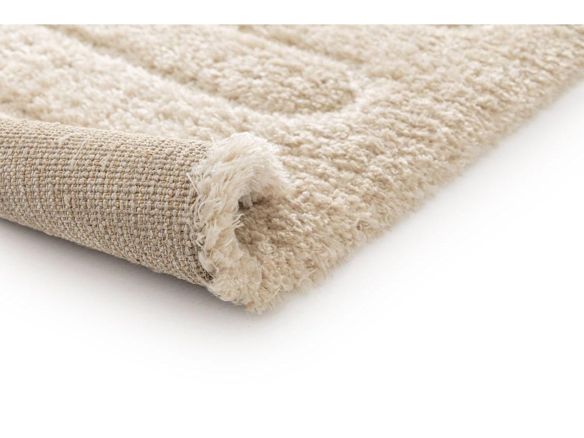 Tapis poils longs CYRELLO motif graphique - Beige