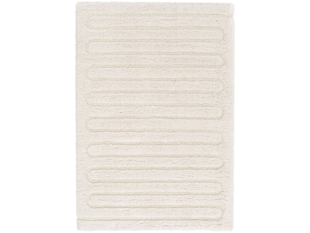 Tapis poils longs CYRELLO motif graphique - Ecru