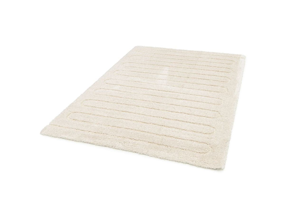 Tapis poils longs CYRELLO motif graphique - Ecru