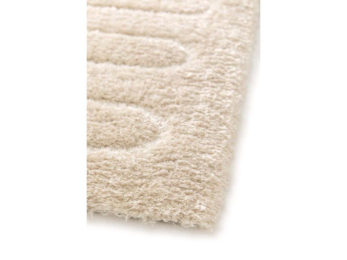 Tapis poils longs CYRELLO motif graphique - Beige