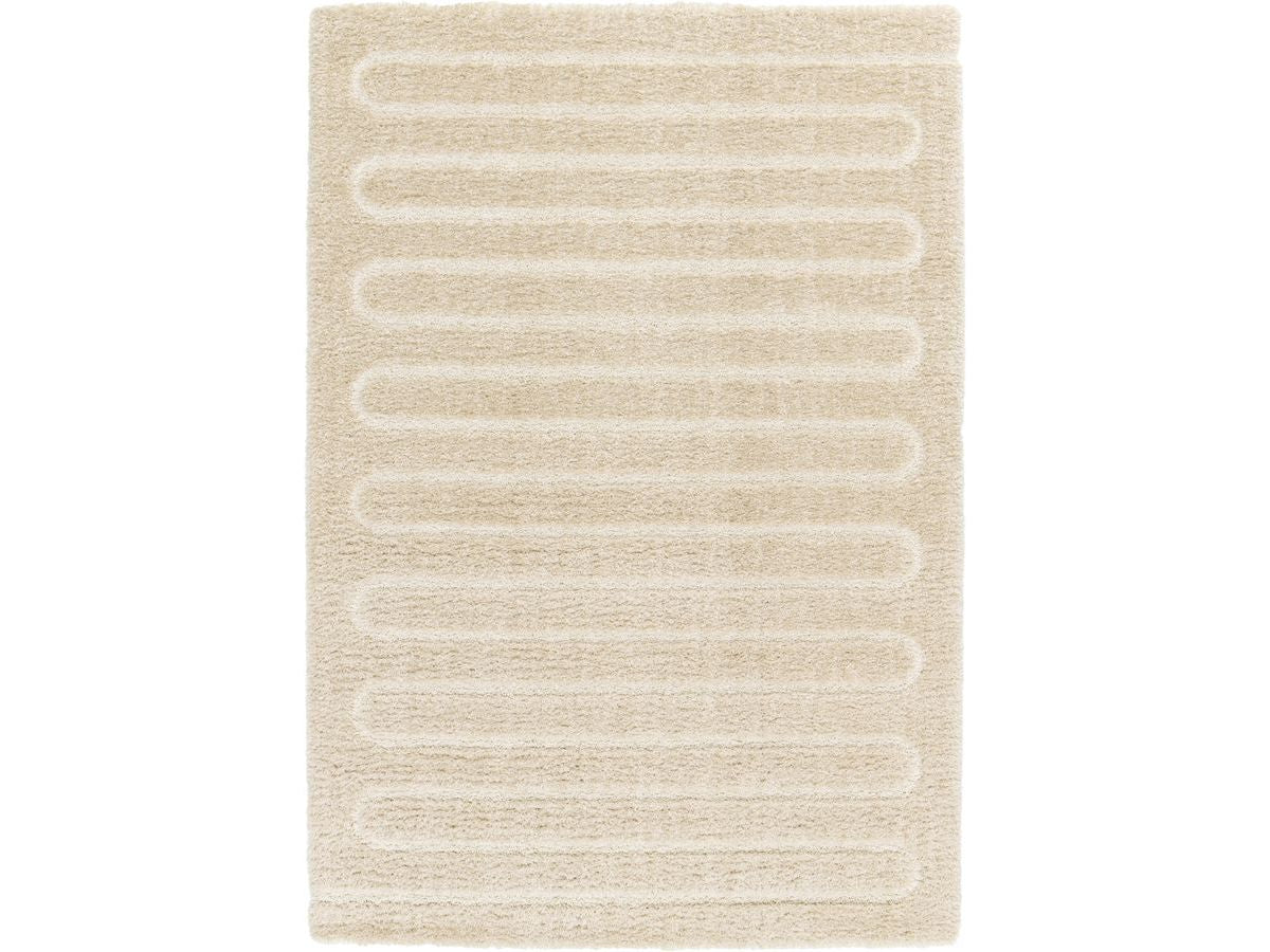 Tapis poils longs CYRELLO motif graphique - Beige