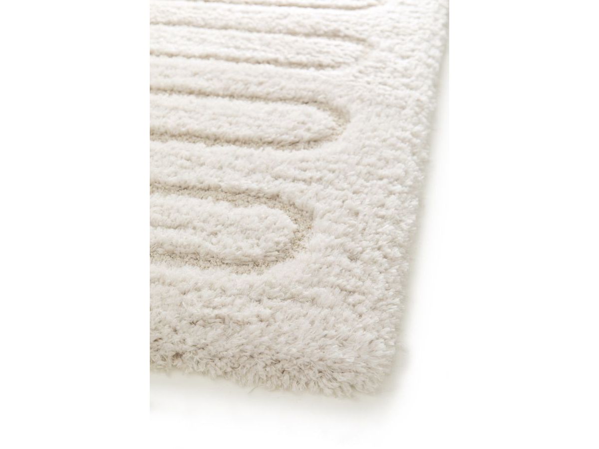 Tapis poils longs CYRELLO motif graphique - Ecru