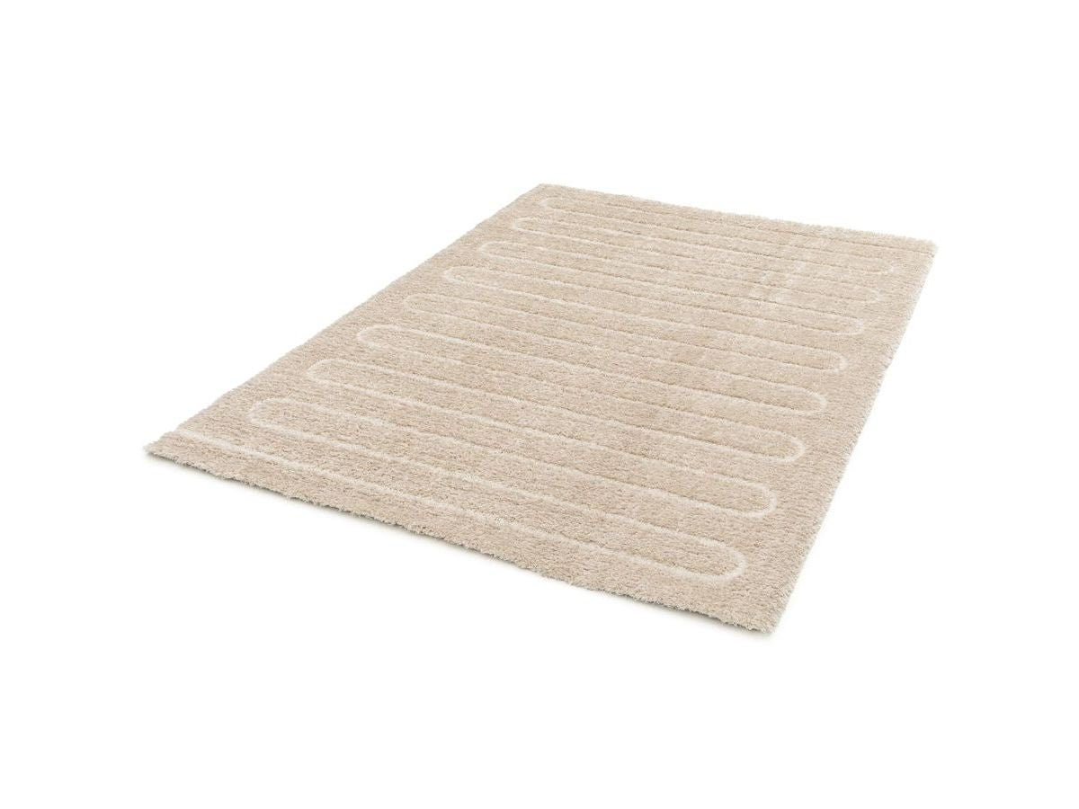 Tapis poils longs CYRELLO motif graphique - Beige