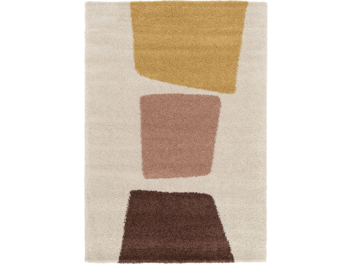 Tapis poils longs LEANDRE motif géométrique - Jaune