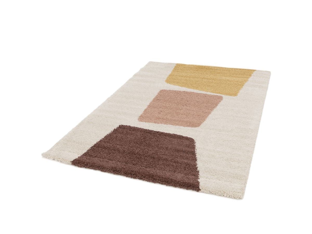 Tapis poils longs LEANDRE motif géométrique - Jaune