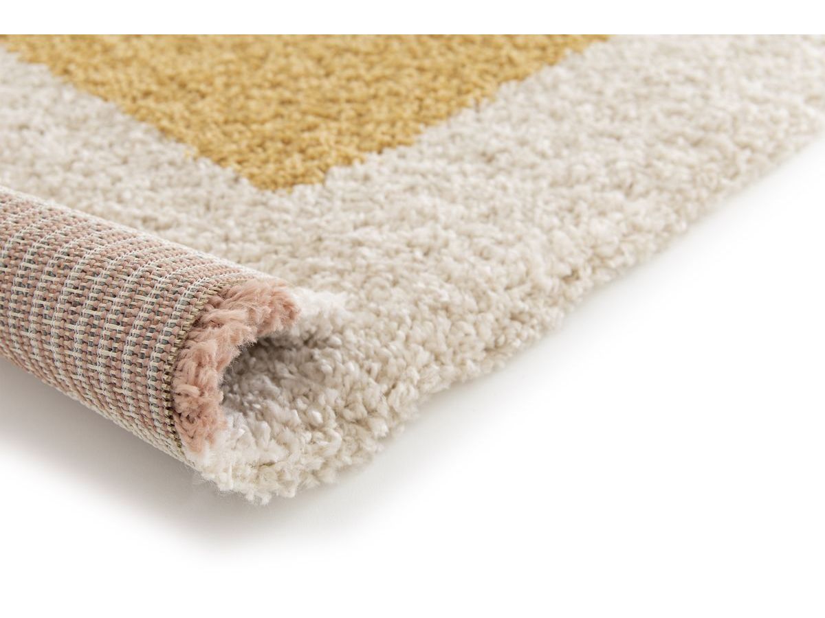 Tapis poils longs LOAN motif graphique - Jaune