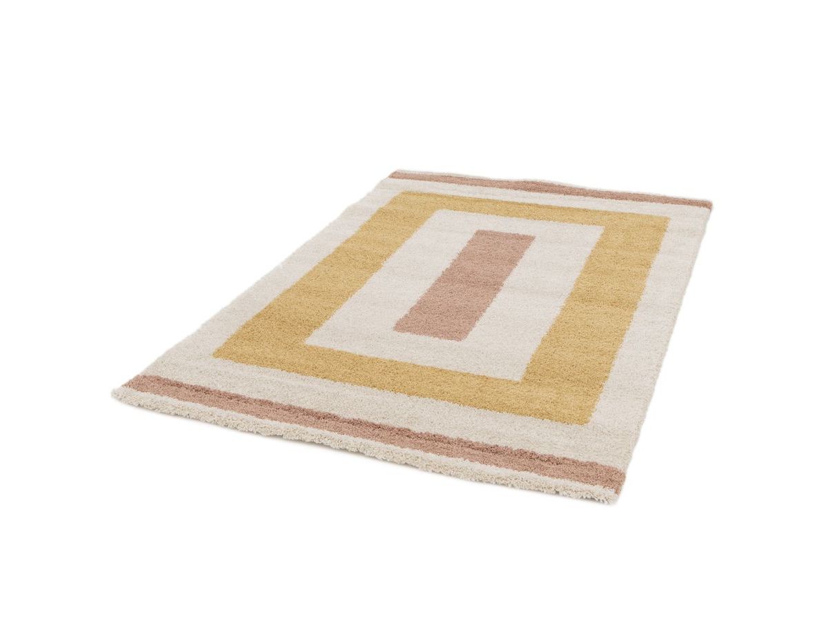 Tapis poils longs LOAN motif graphique - Jaune