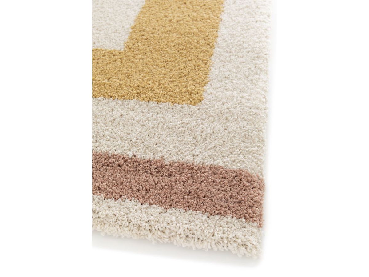 Tapis poils longs LOAN motif graphique - Jaune