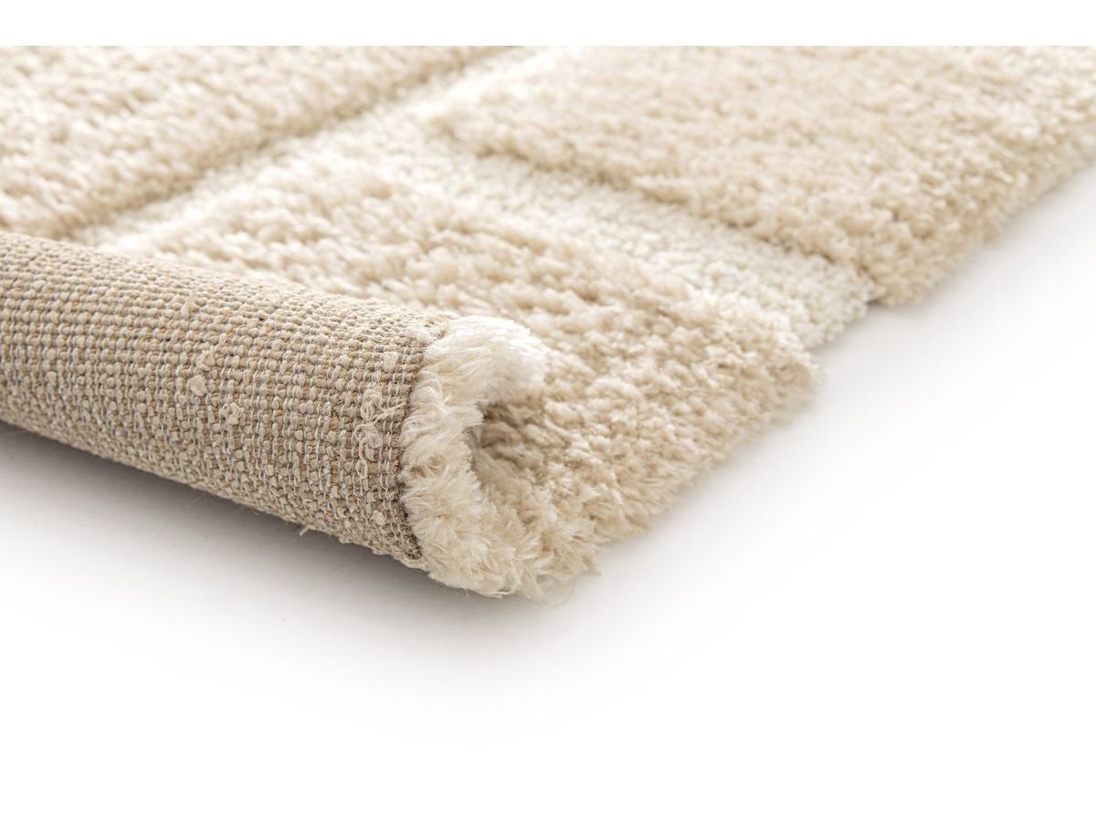 Tapis poils longs MARINA motif graphique - Beige