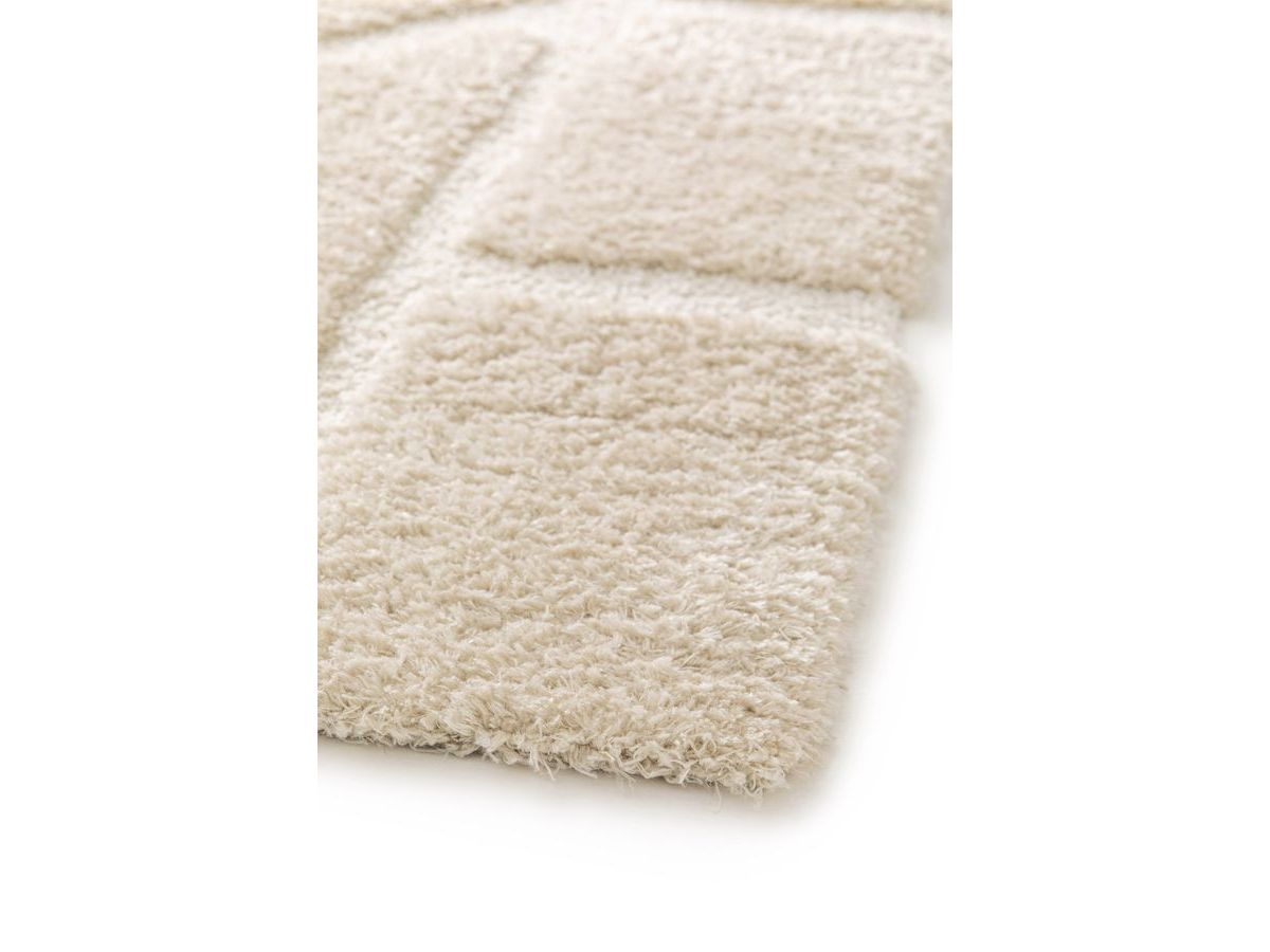 Tapis poils longs MARINA motif graphique - Beige
