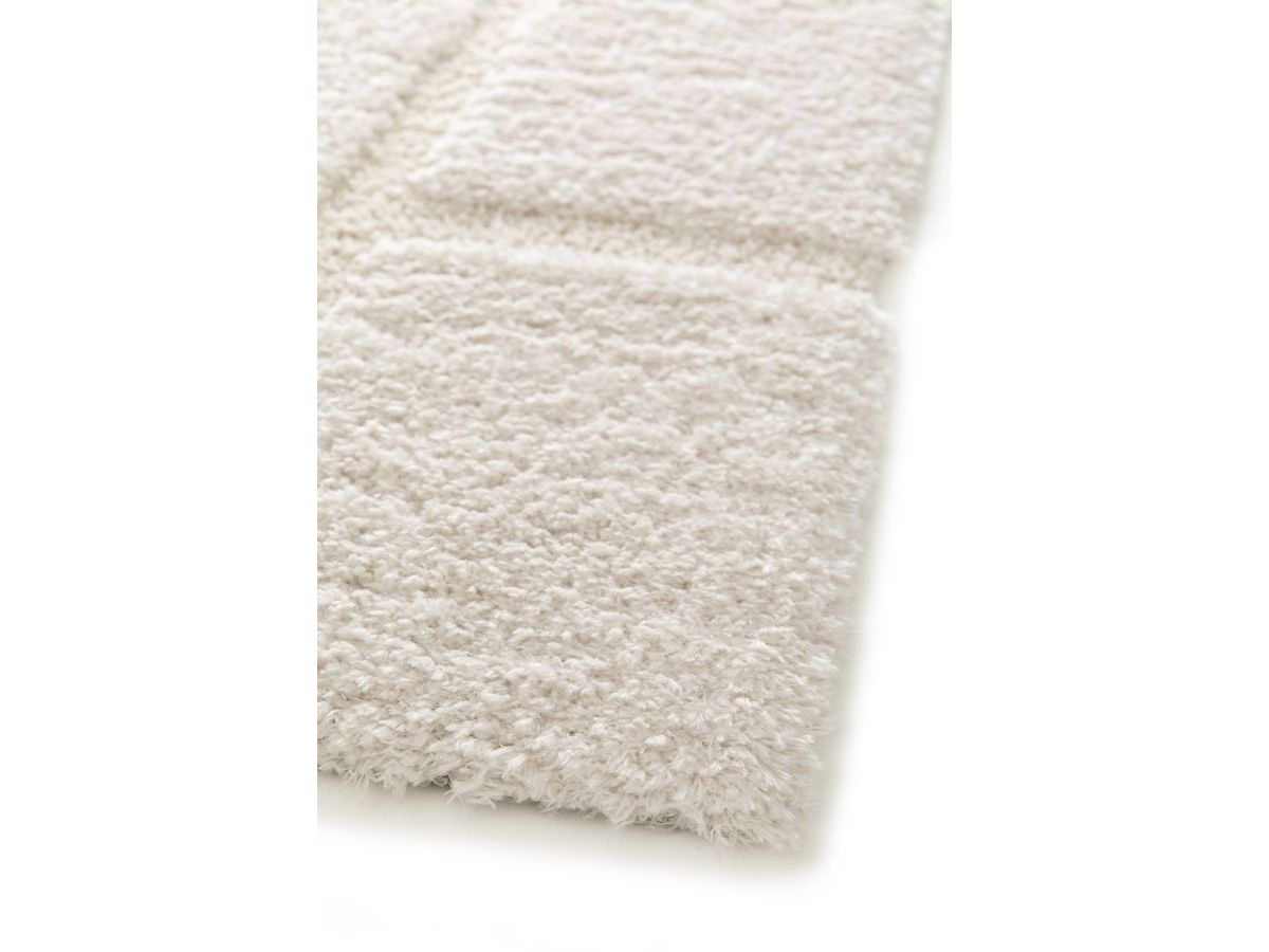 Tapis poils longs MARINA motif graphique - Ecru