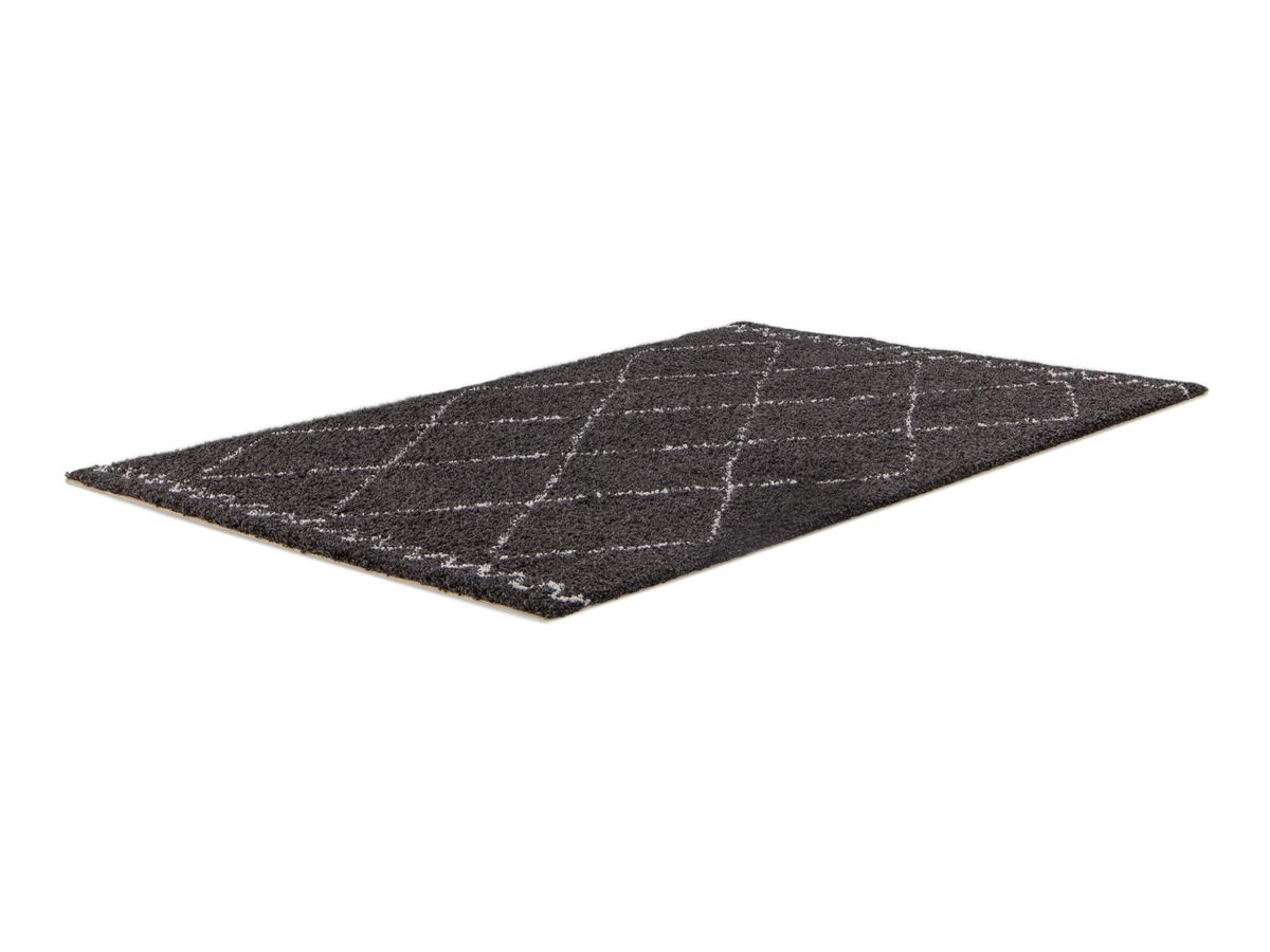 Tapis poils longs SIMON motifs graphiques - Noir