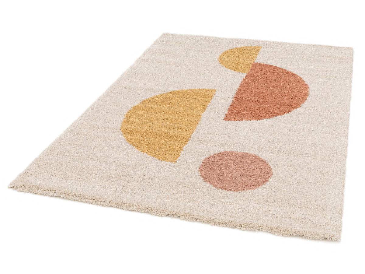 Tapis poils mi-longs ADELINE motif abstrait - Jaune
