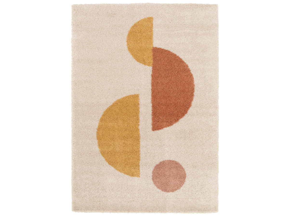Tapis poils mi-longs ADELINE motif abstrait - Jaune