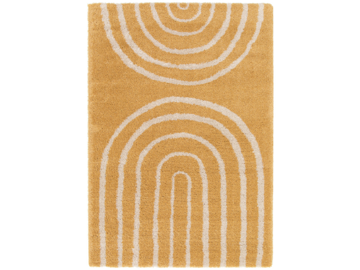 Tapis poils mi-longs AURELIE motif abstrait - Jaune
