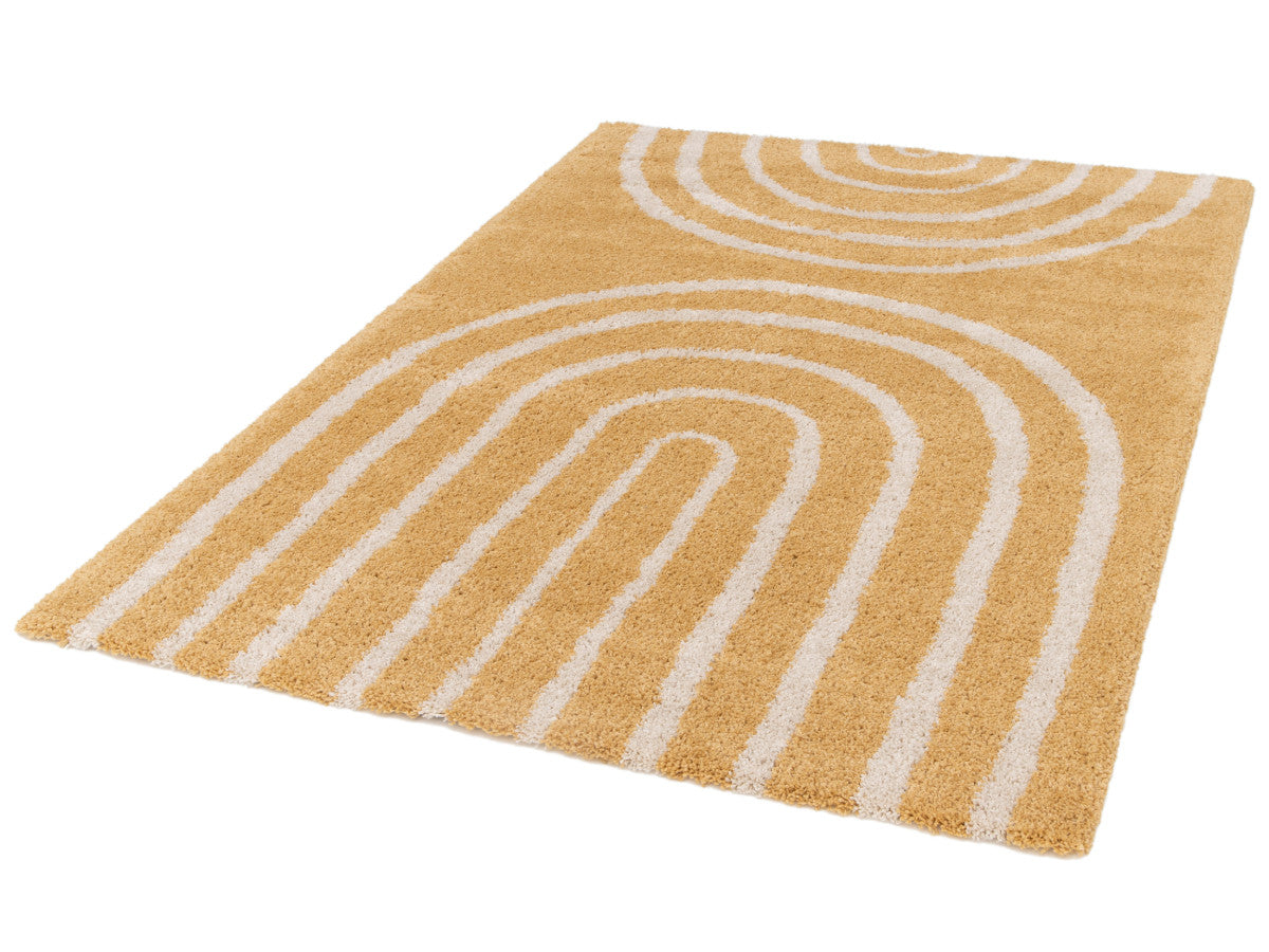 Tapis poils mi-longs AURELIE motif abstrait - Jaune