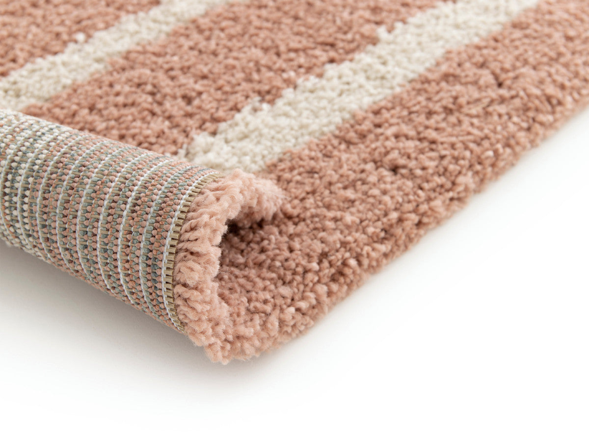 Tapis poils mi-longs AURELIE motif abstrait - Rose