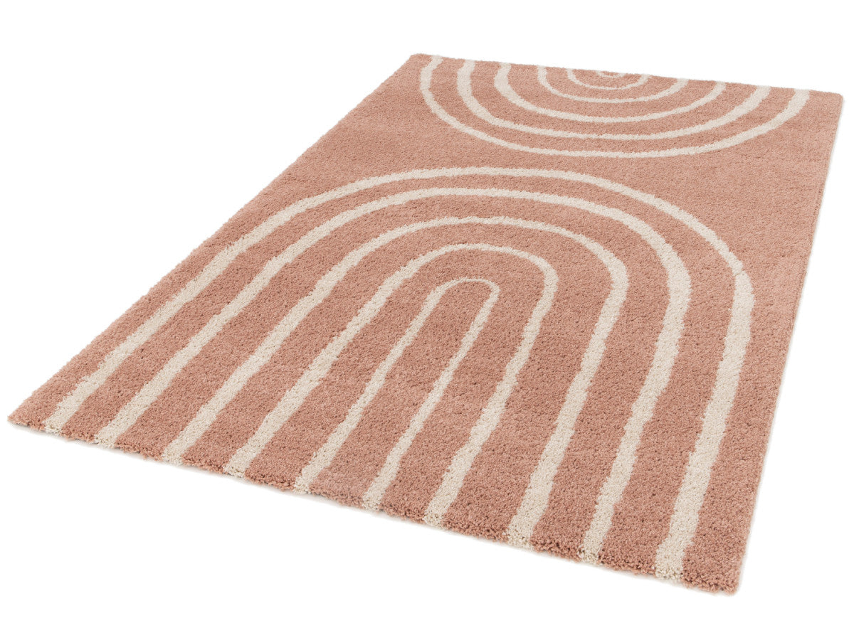 Tapis poils mi-longs AURELIE motif abstrait - Rose