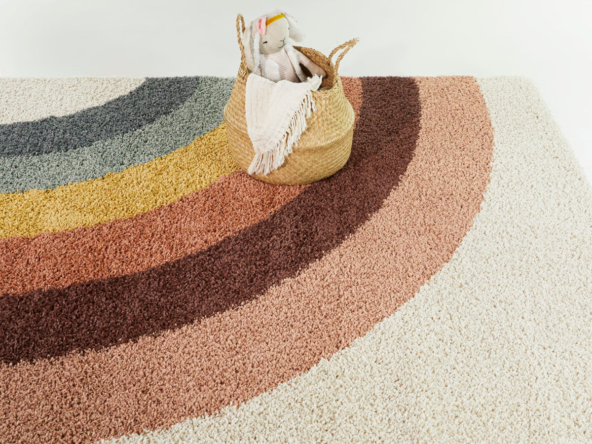 Tapis poils mi-longs CLAIRE motif abstrait - Multicolore