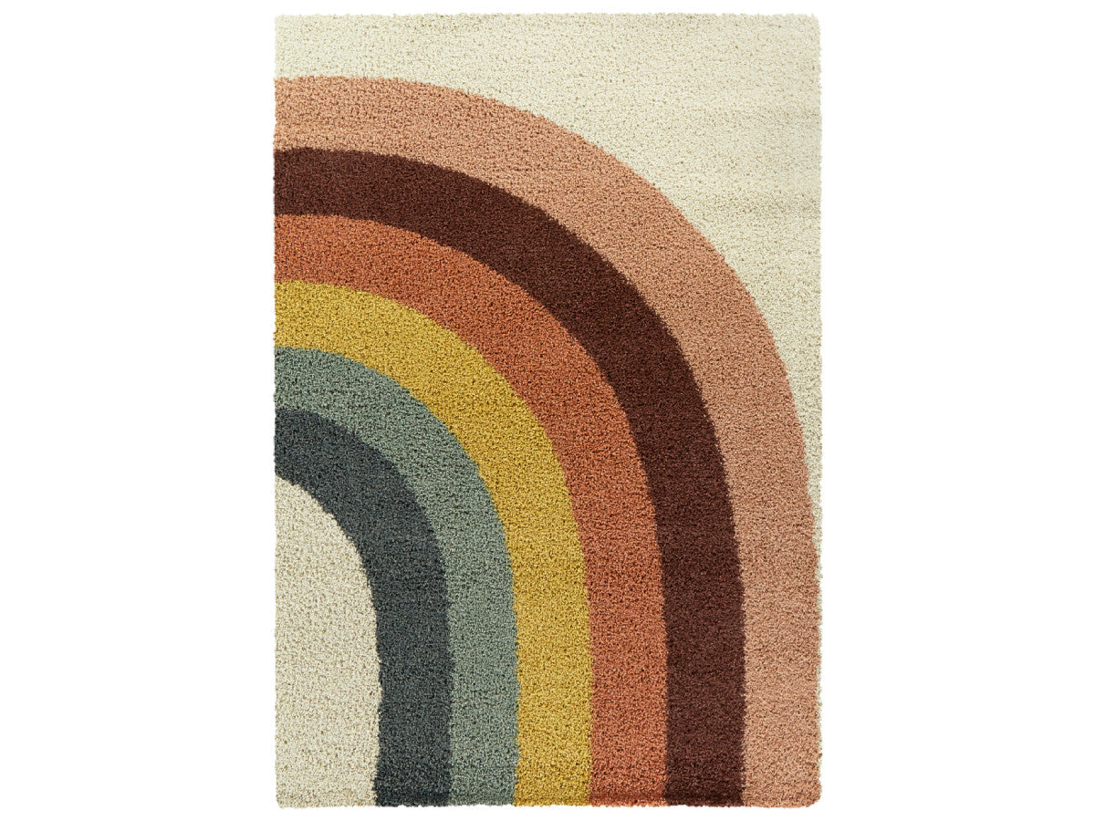 Tapis poils mi-longs CLAIRE motif abstrait - Multicolore