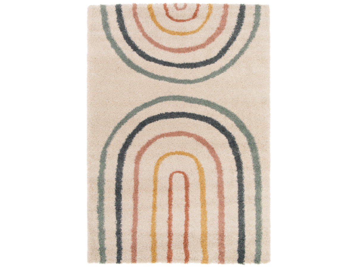 Tapis poils mi-longs LILIA motif abstrait - Multicolore