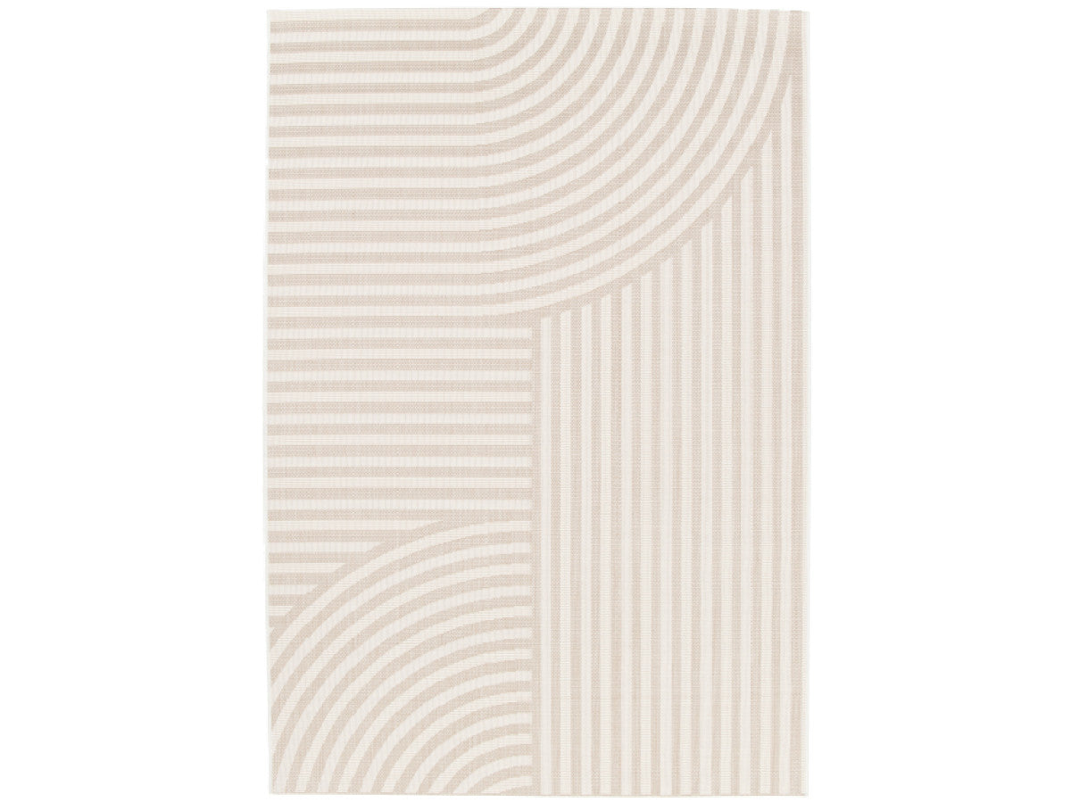 Tapis poils ras ANNIE motif abstrait - Beige