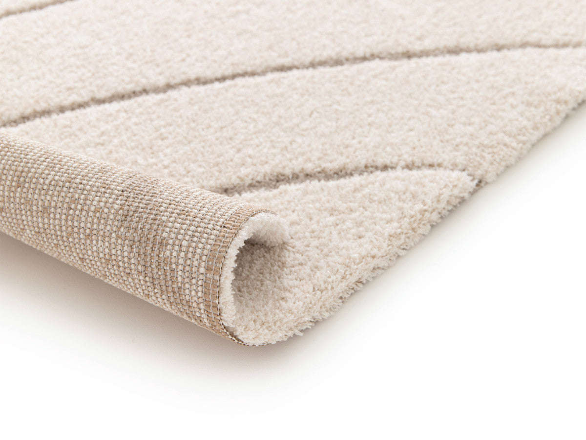 Tapis poils ras BENOIT motif abstrait - Beige