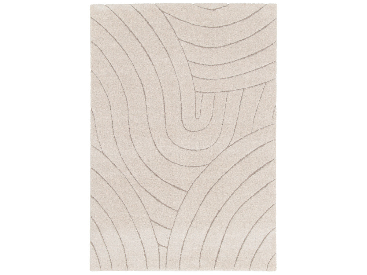 Tapis poils ras BENOIT motif abstrait - Beige