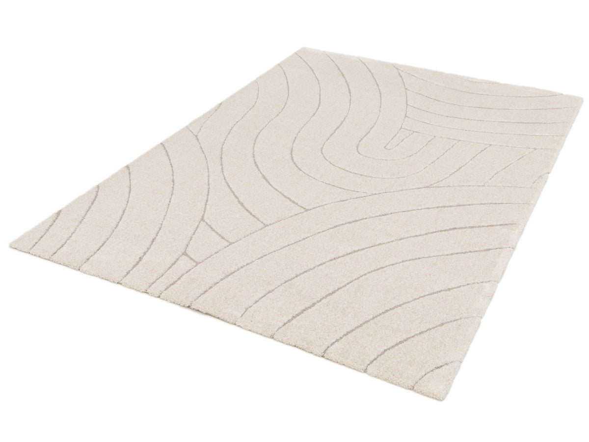 Tapis poils ras BENOIT motif abstrait - Beige