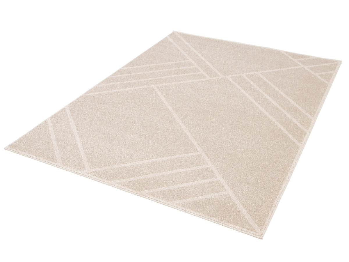 Tapis poils ras CLAUDINE motif graphique - Beige