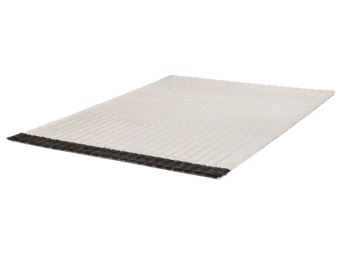 Tapis poils ras DENIS motif abstrait - Beige