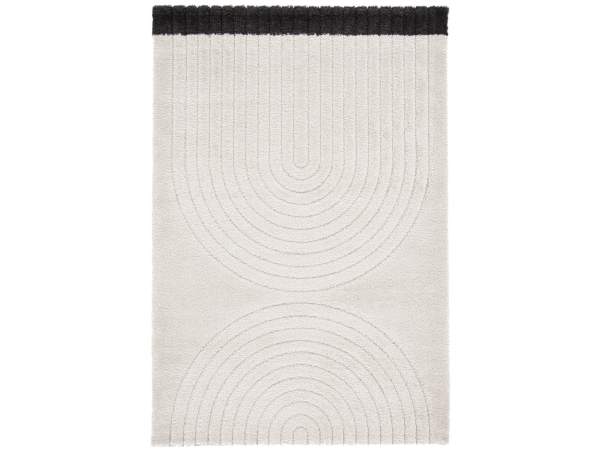 Tapis poils ras DENIS motif abstrait - Beige