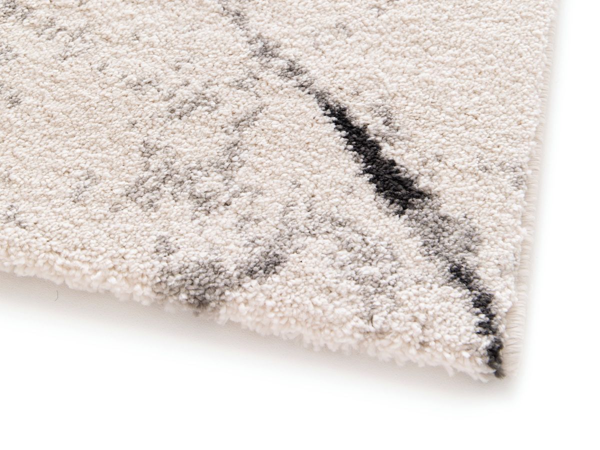 Tapis poils ras ERINE motif abstrait - Imprimé marbre noir et blanc