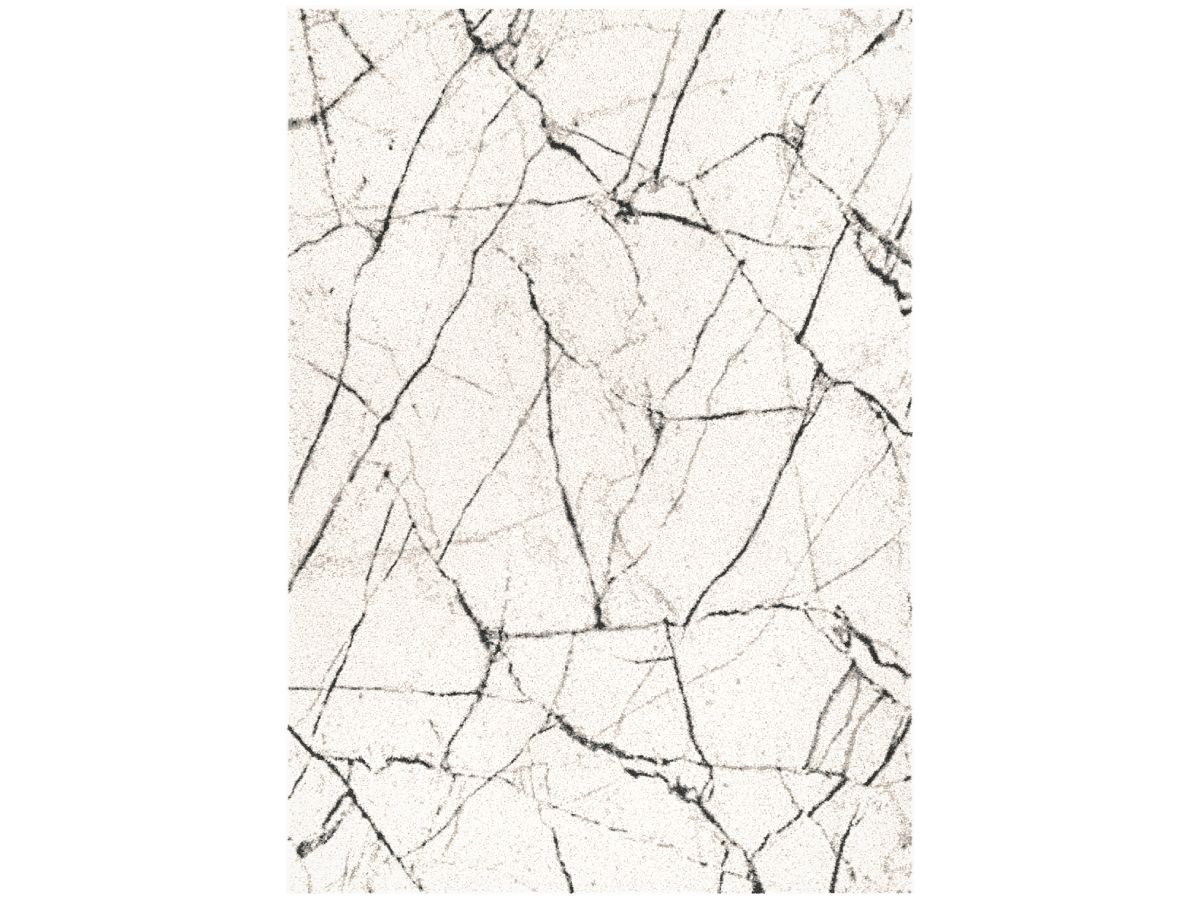 Tapis poils ras ERINE motif abstrait - Imprimé marbre noir et blanc