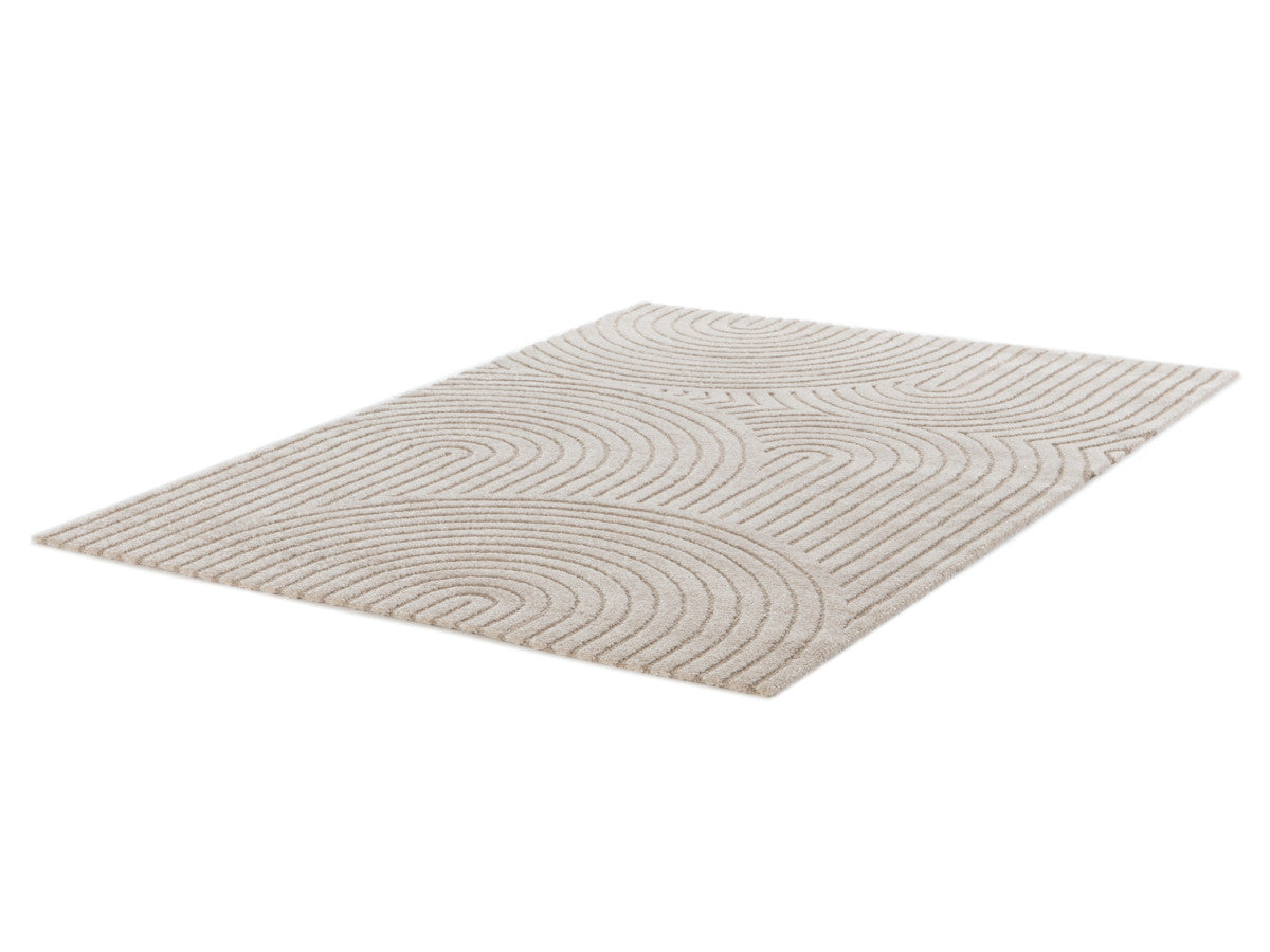 Tapis poils ras HERVE motif abstrait - Beige
