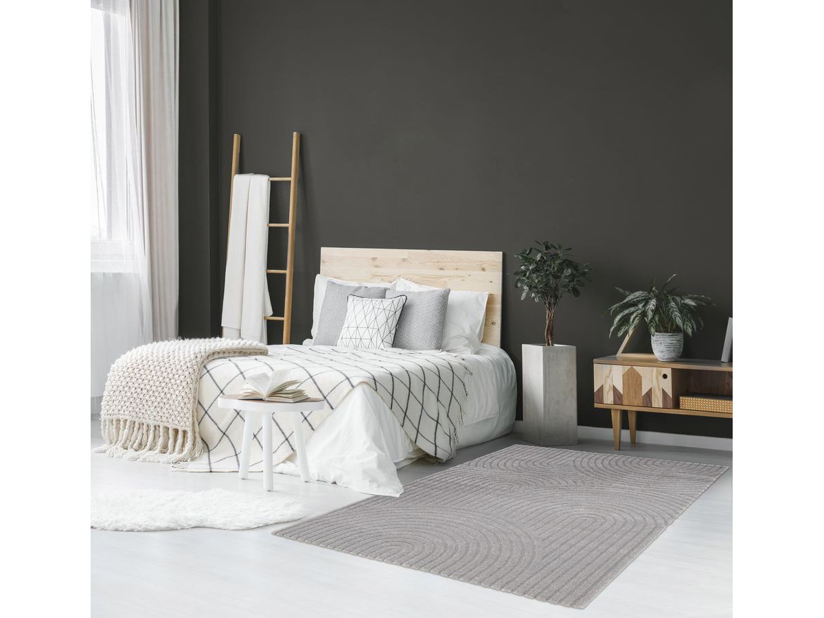 Tapis poils ras HERVE motif abstrait - Gris