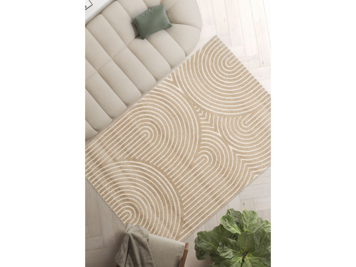 Tapis poils ras HERVE motif abstrait - Marron