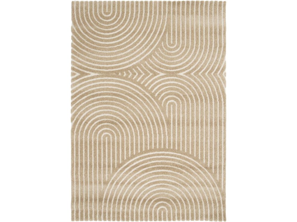 Tapis poils ras HERVE motif abstrait - Marron