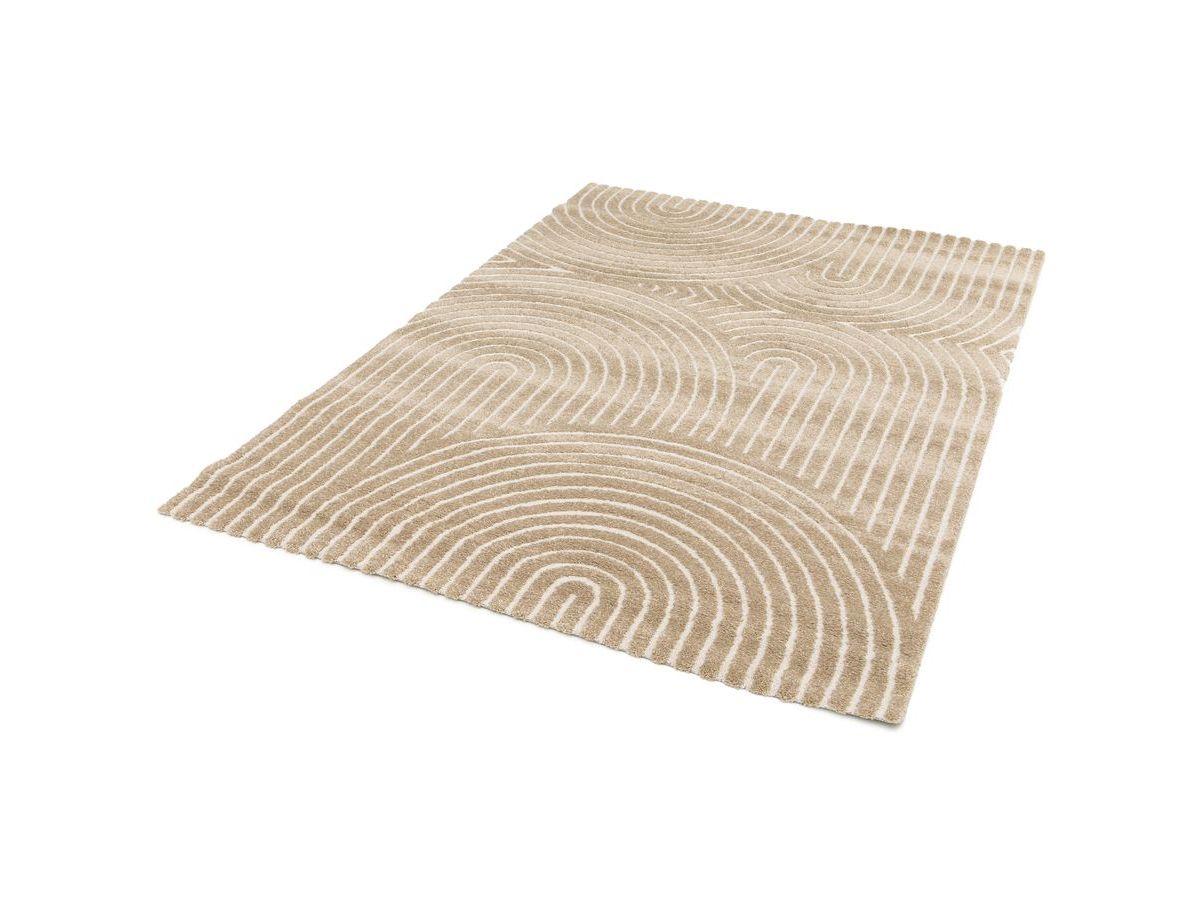 Tapis poils ras HERVE motif abstrait - Marron