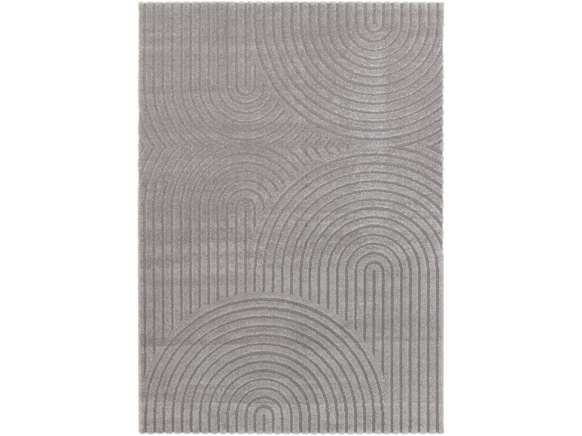 Tapis poils ras HERVE motif abstrait - Gris