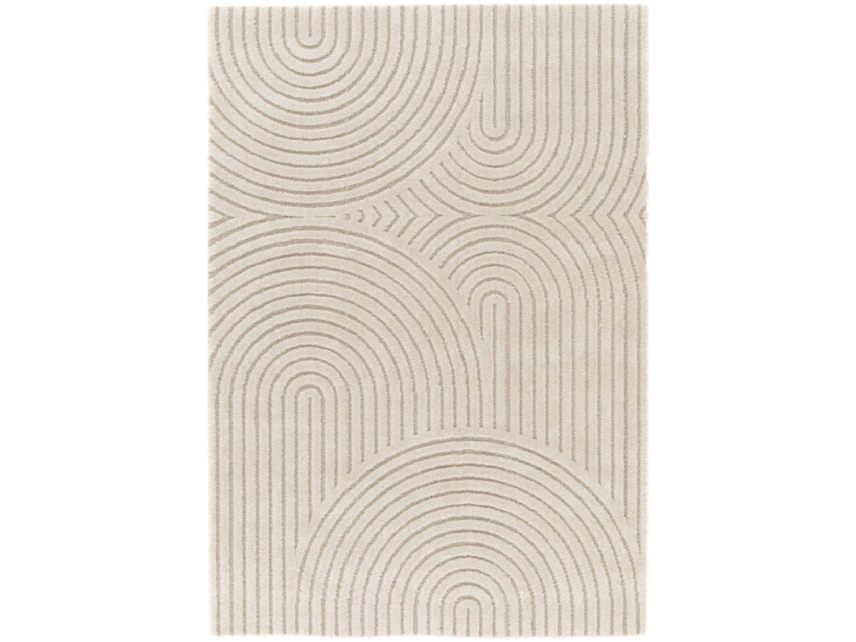Tapis poils ras HERVE motif abstrait - Beige
