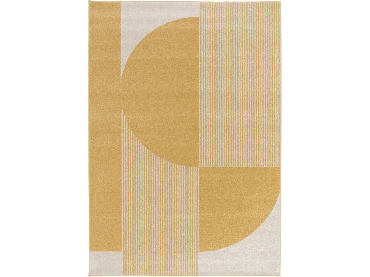 Tapis poils ras IRENA motif abstrait - Jaune