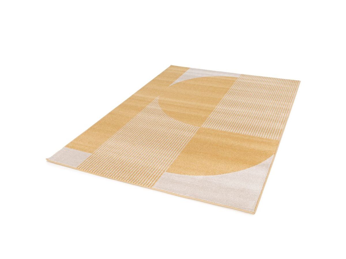 Tapis poils ras IRENA motif abstrait - Jaune