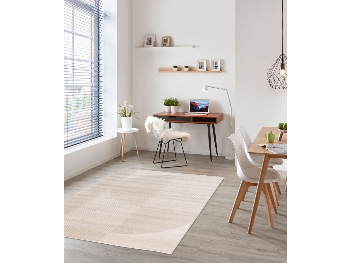 Tapis poils ras IRENA motif abstrait - Beige