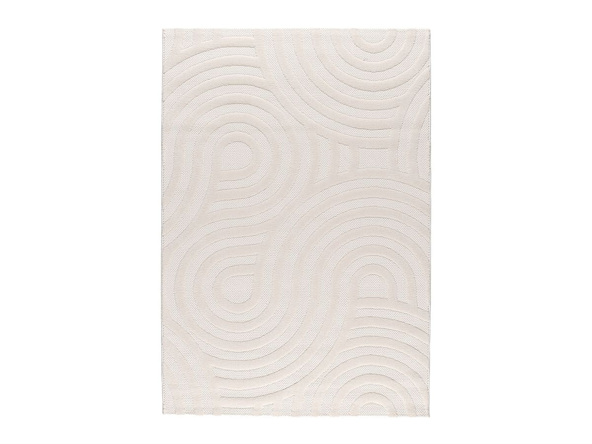 Tapis poils ras JOSIE motif abstrait - Beige
