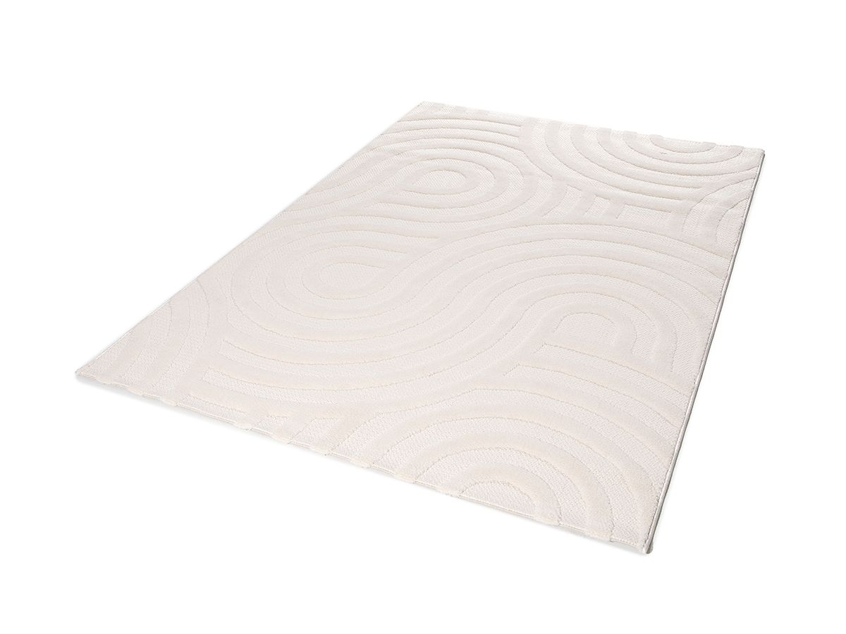Tapis poils ras JOSIE motif abstrait - Beige