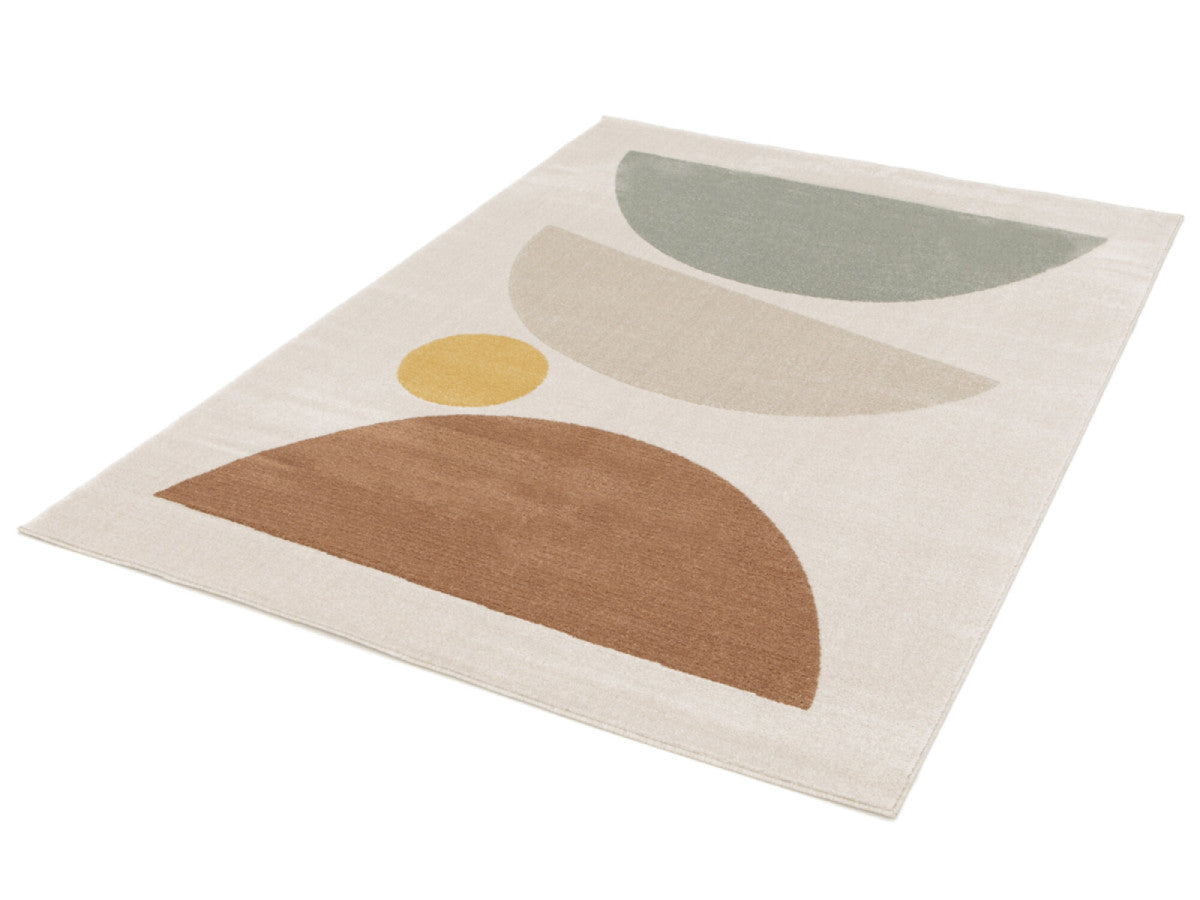 Tapis poils ras MARTINE motif abstrait - Orange