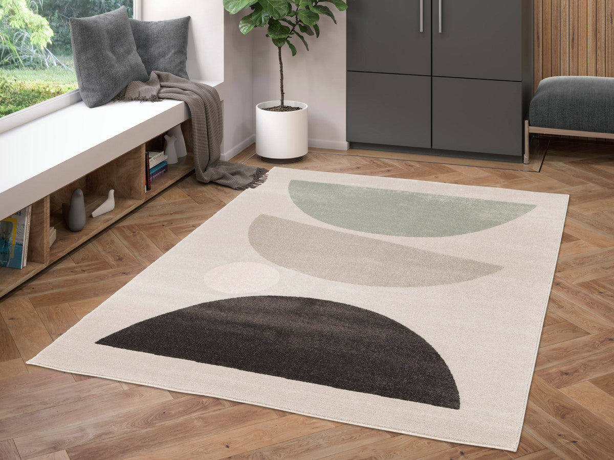 Tapis poils ras MARTINE motif abstrait - Gris foncé