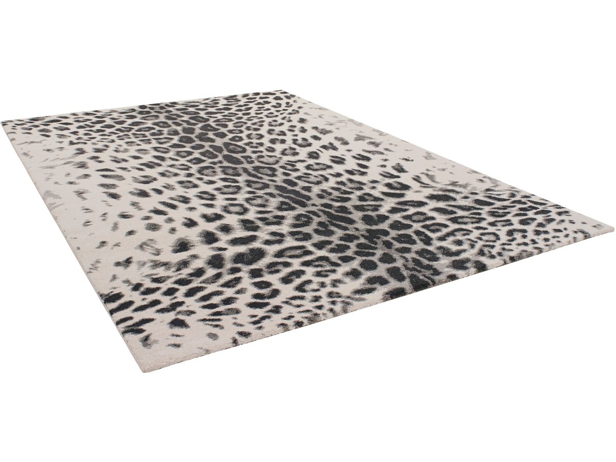 Tapis poils ras MERYL motif léopard - Imprimé léopard noir